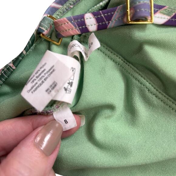 Bleu Rod Beattie Women's Green + Purple Monstera Tortoiseshell Swimsuit Size 8 - Picture 6 of 6
